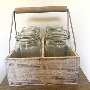 Wood crate holder with mason jars